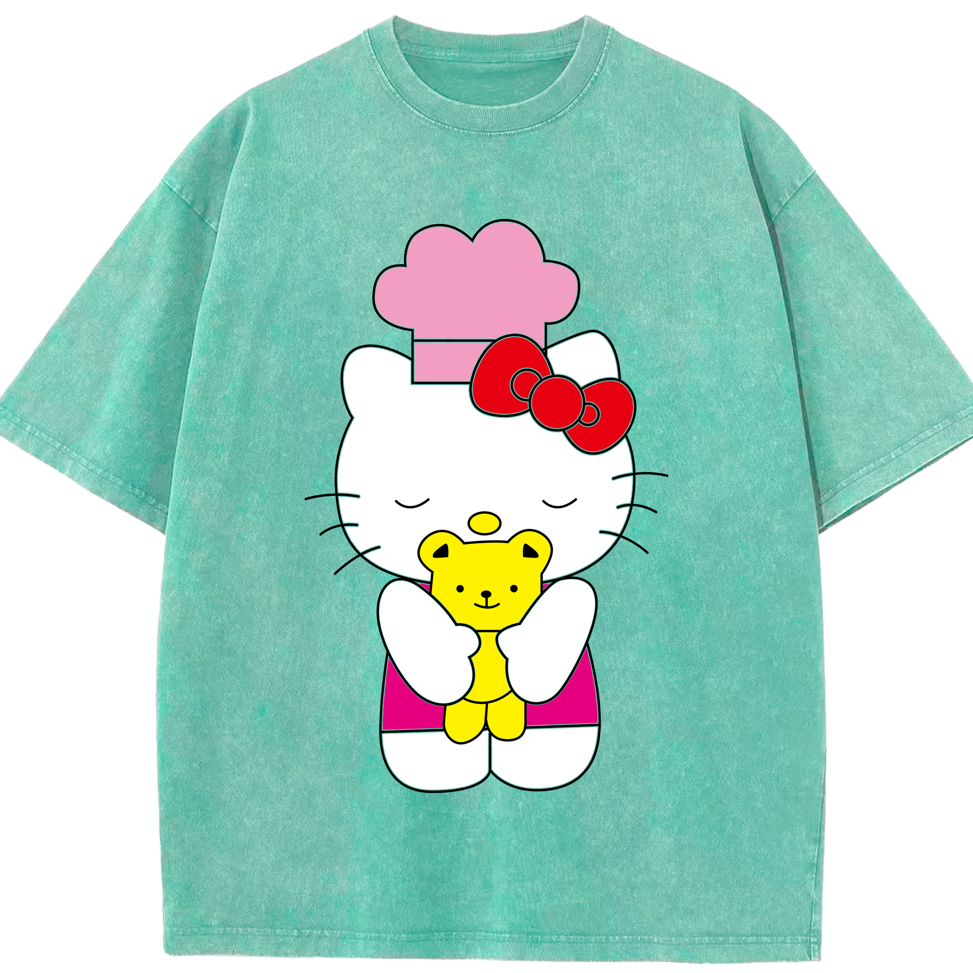 （画像用） Hello Kitty ハローキティ 綿100% ヴィンテージ風 半袖Tシャツ（フロントプリント）